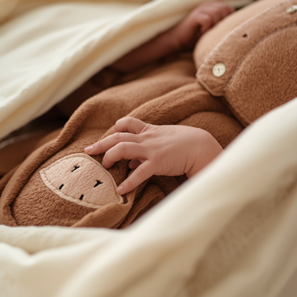 Premier câlin d’un nourrisson avec un doudou Petite Libellule